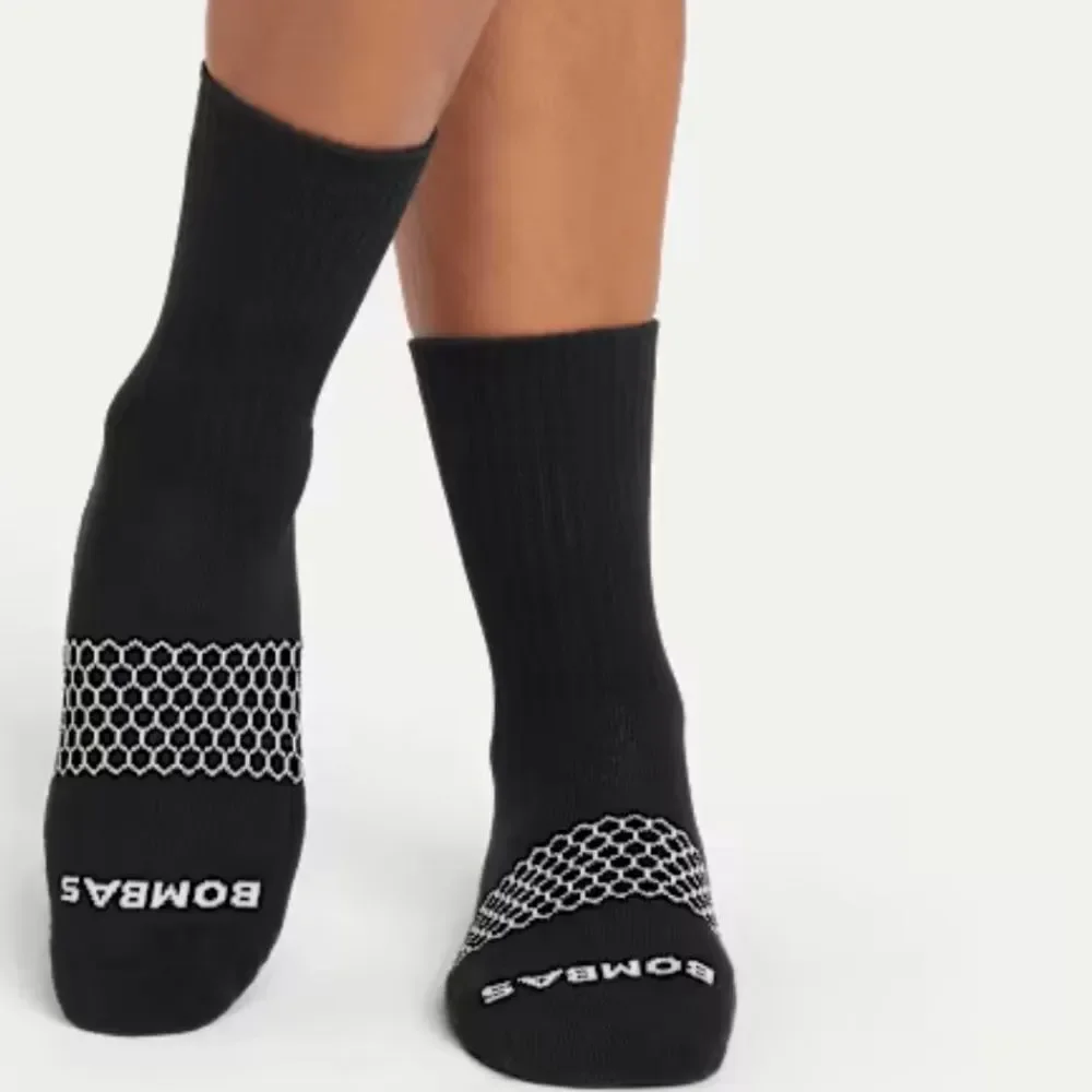 BOMBAS BUNDLE TWO PAIR OF Women's Solids Half Calf Socks, Black, NWOT, LARGE